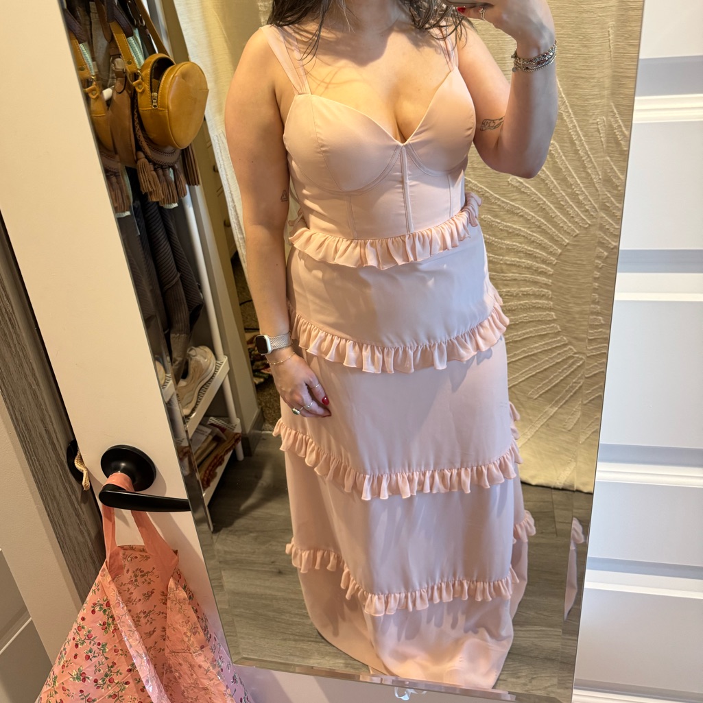 Revelry Sloane Chiffon First Kiss Pink Ruffle Tiered Maxi Dress